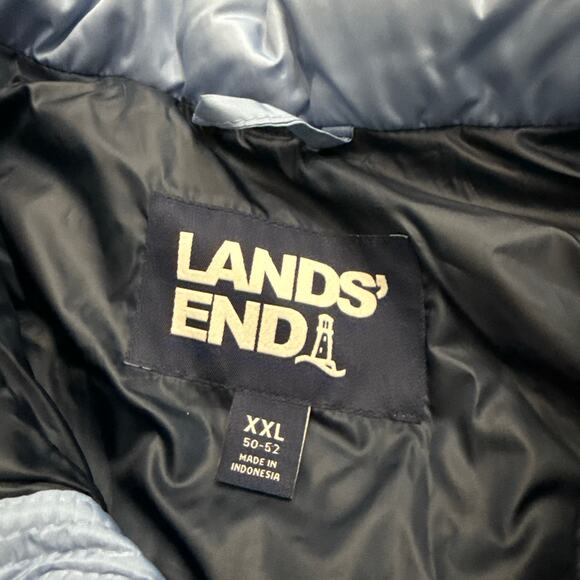 Lands End Down Puffer Vest Mens XXL Light Blue 2XL Full Zip - Picture 2 of 10
